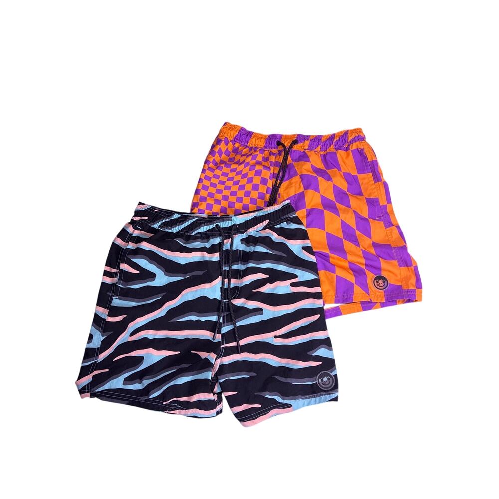 Lot of 2 Neff Swim Trunks Board Shorts Mens Large Y2K Funky Summer Beach Surf